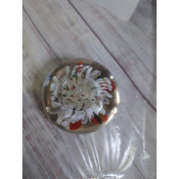 Kent Helms Handblown Art Glass Paperweight Multi Color Trumpet Flowers VTG - Picture 5 of 6